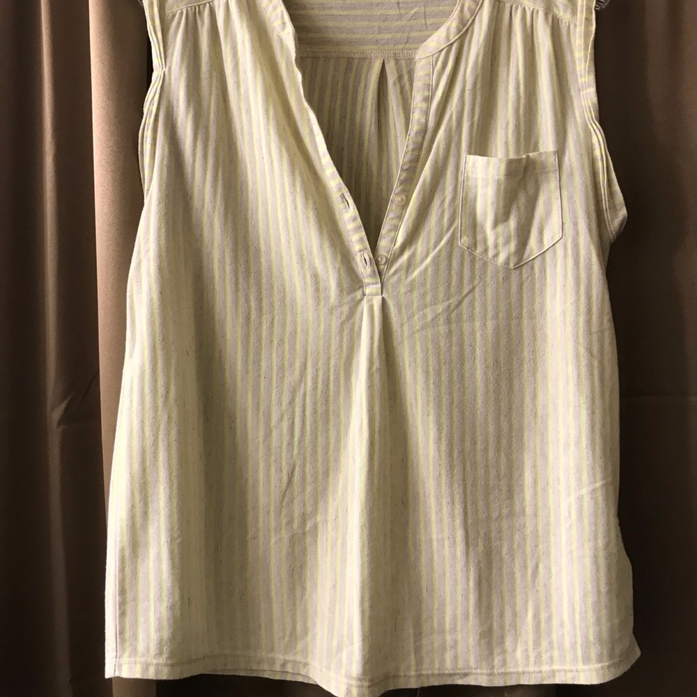 Tank top - Fluorescent yellow and grey striped dress tank